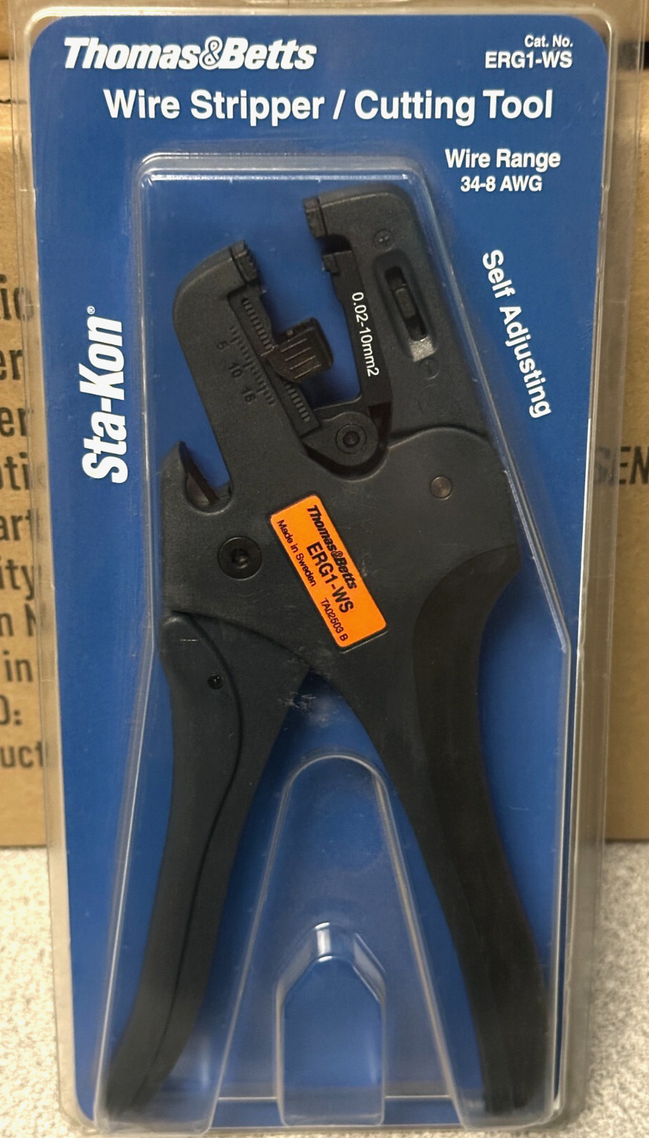 NEW Thomas & Betts ERG1-WS Sta-Kon Wire Cutter Stripper 34 to 8 AWG Self Adjust