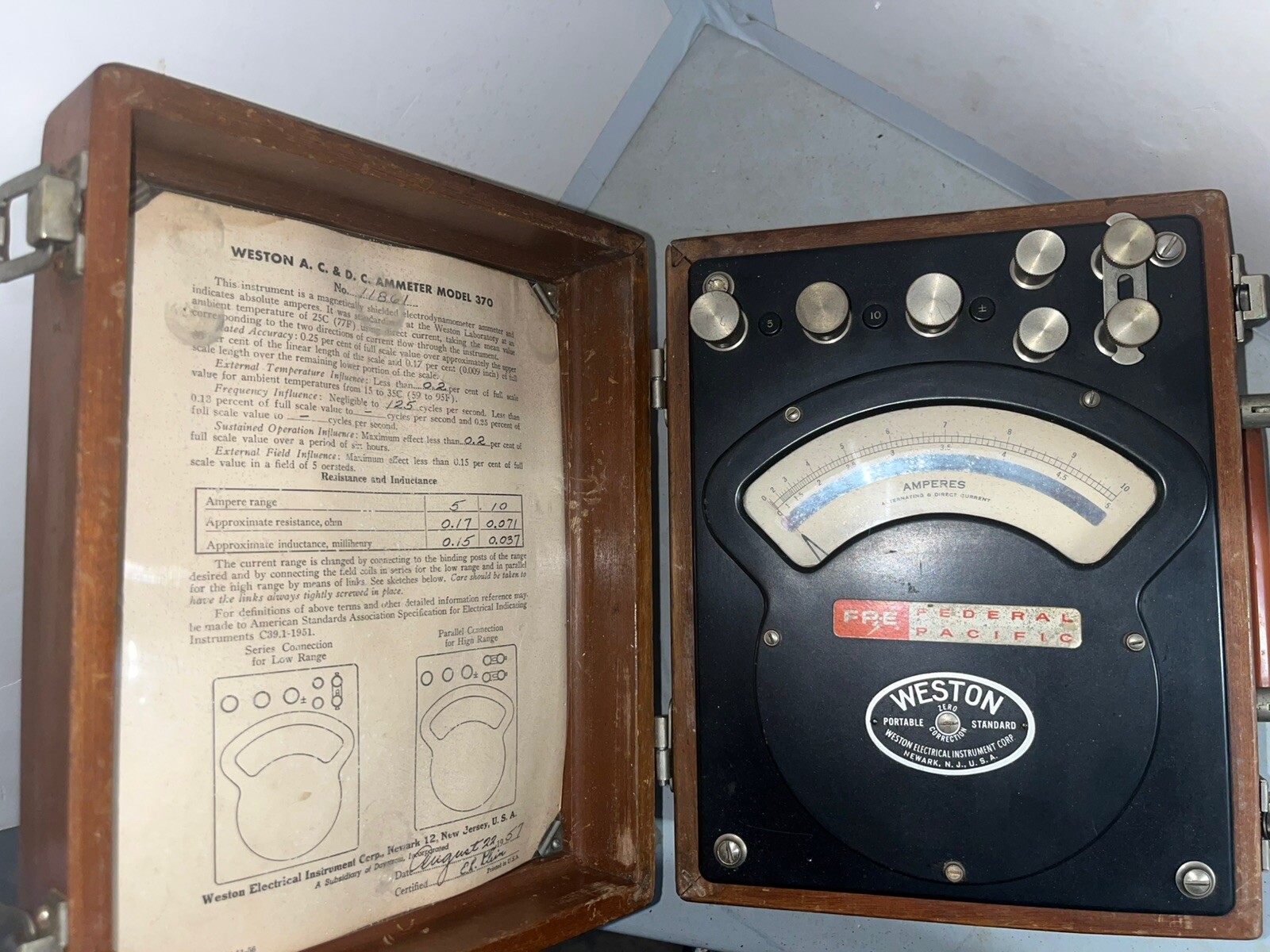 Vintage Weston AC-DC Ammeter Model 370
