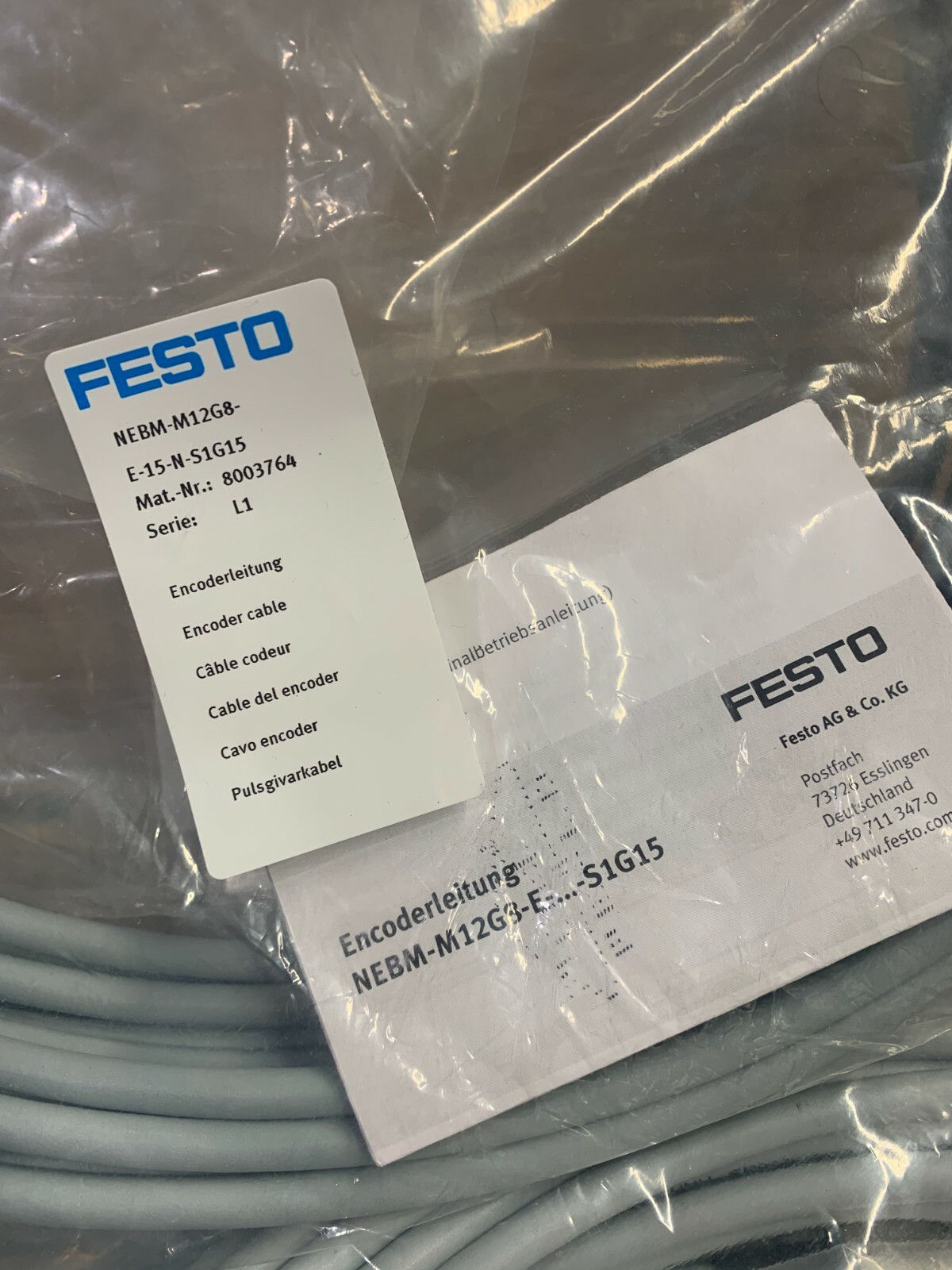 NEBM-M12G8-E-15-N-S1G15 Connecting Cable 10m, M12
