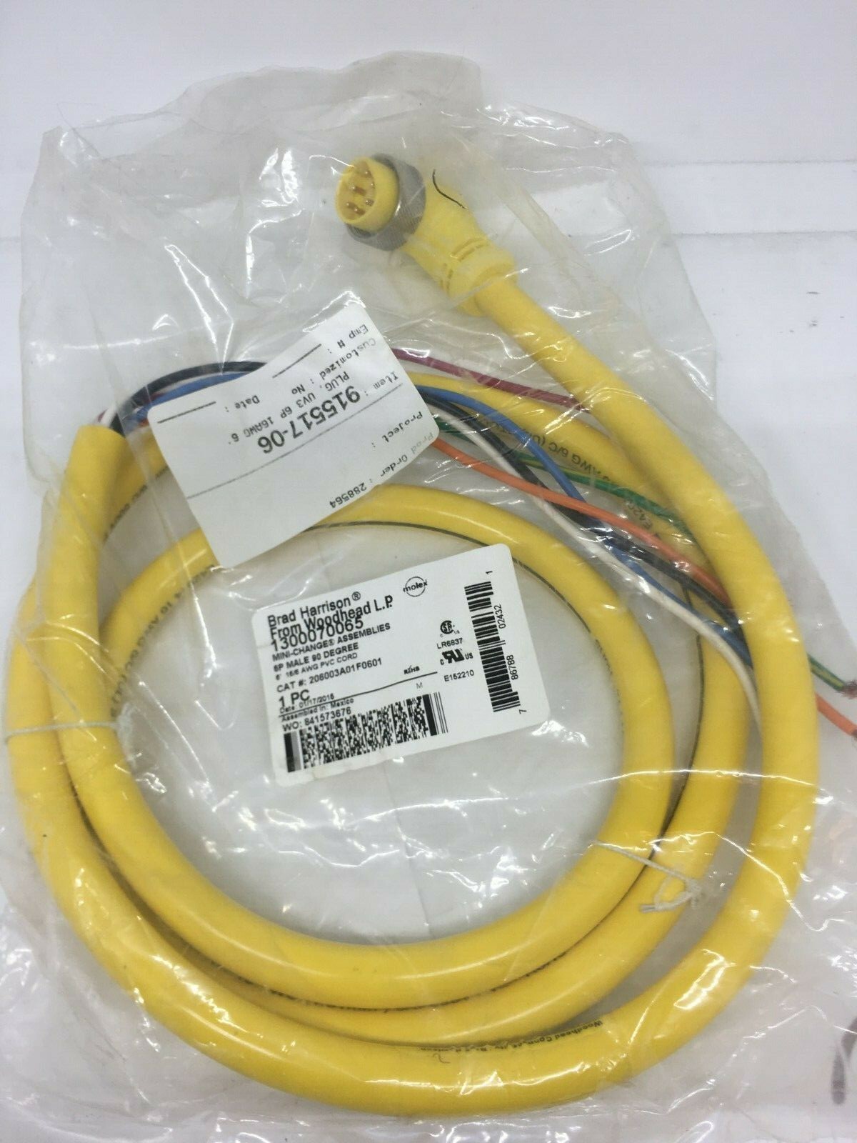 UV3 6P 16AWG 6′ Mini-Change 90 Degree PVC Cord 915517-06 Plug Assembly Trojan UV