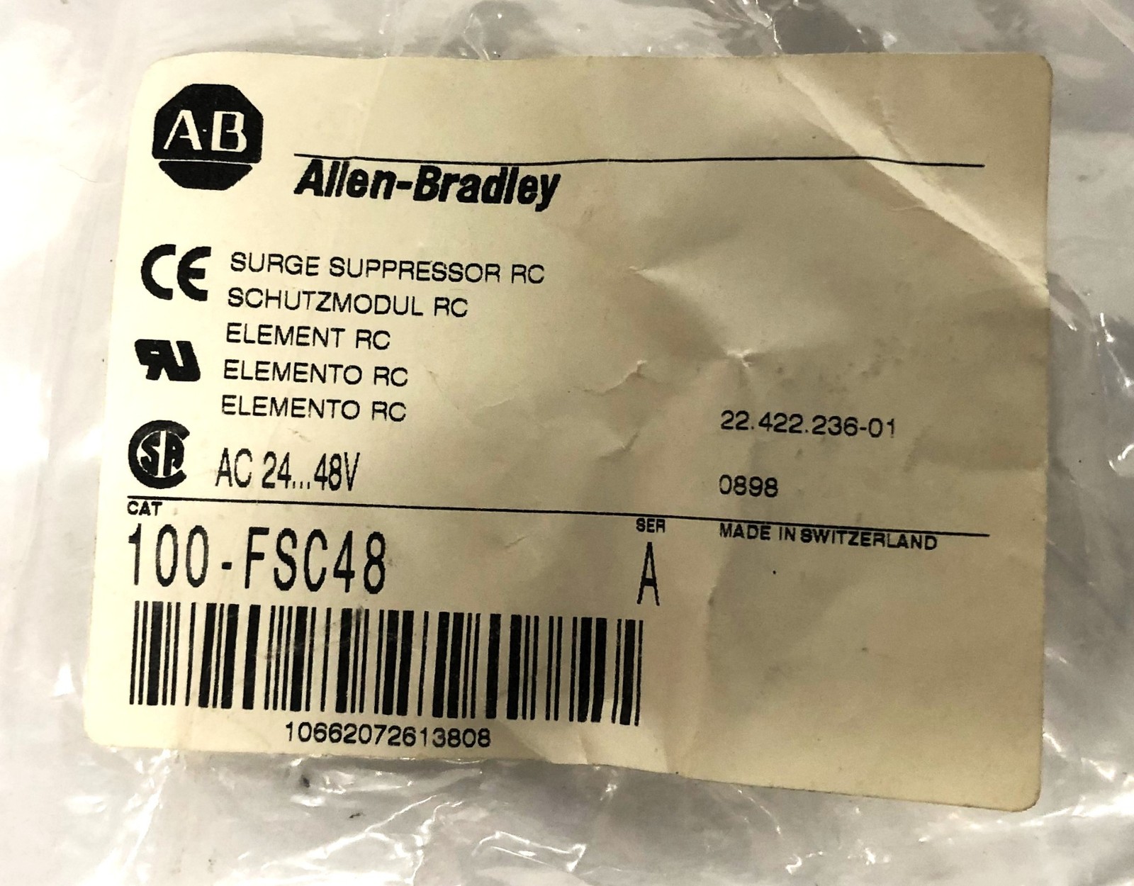 Allen-Bradley AC 24…48V Series A Surge Suppressor 100-FSC48 NOS