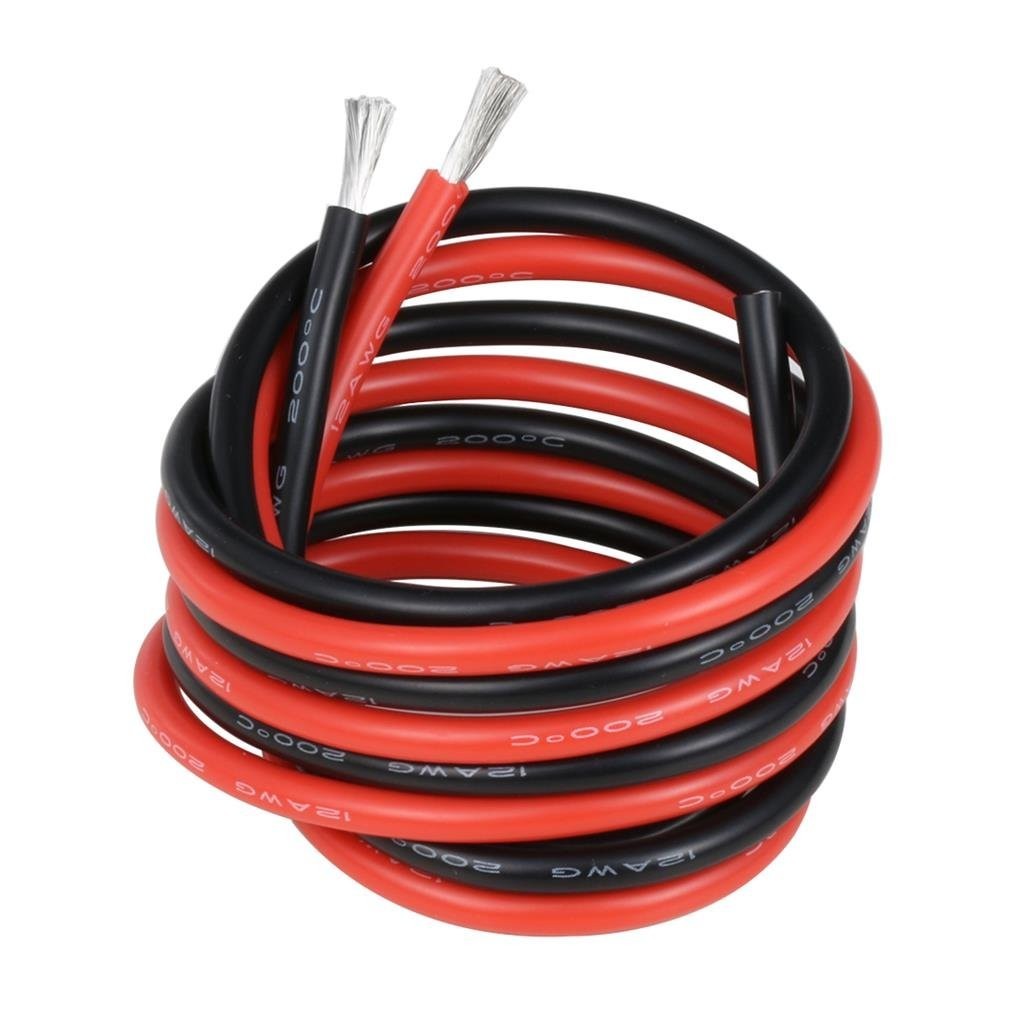12 Gauge Silicone Wire 3 ft red and 3 ft Black Flexible 12 AWG Stranded Tinne…