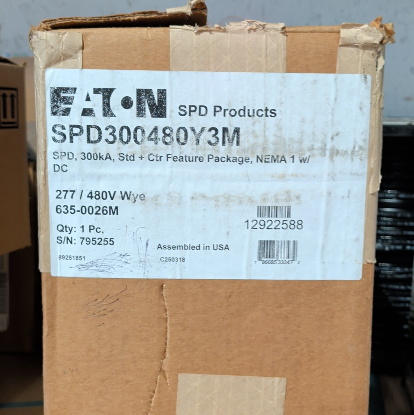 Eaton SPD300480Y3M Surge Protective Device 300kA 277/480V Wye NEMA 1
