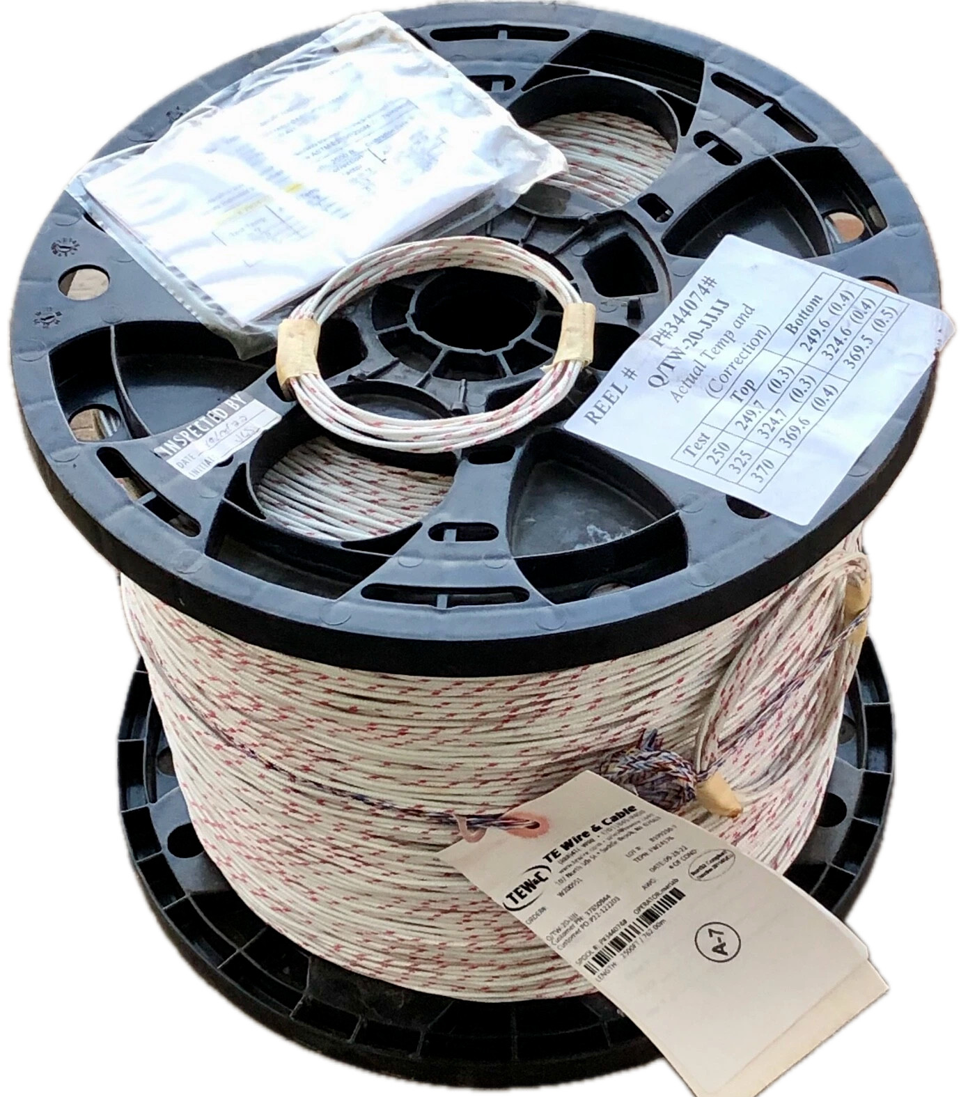 TEW & C 1 Pair Q/TW-20-JJJJ Spool Thermocouple 2,500 FT AWG 20 Solid Conductor