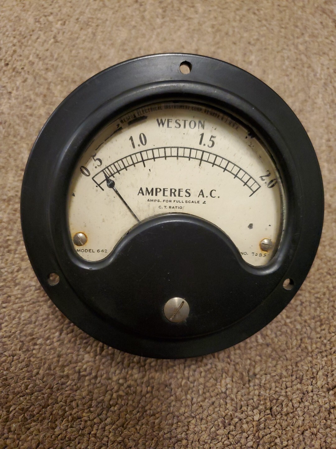 Weston Model 642 AC Ampere Amps Meter 50-200A, No. 7085, Bakelite casing