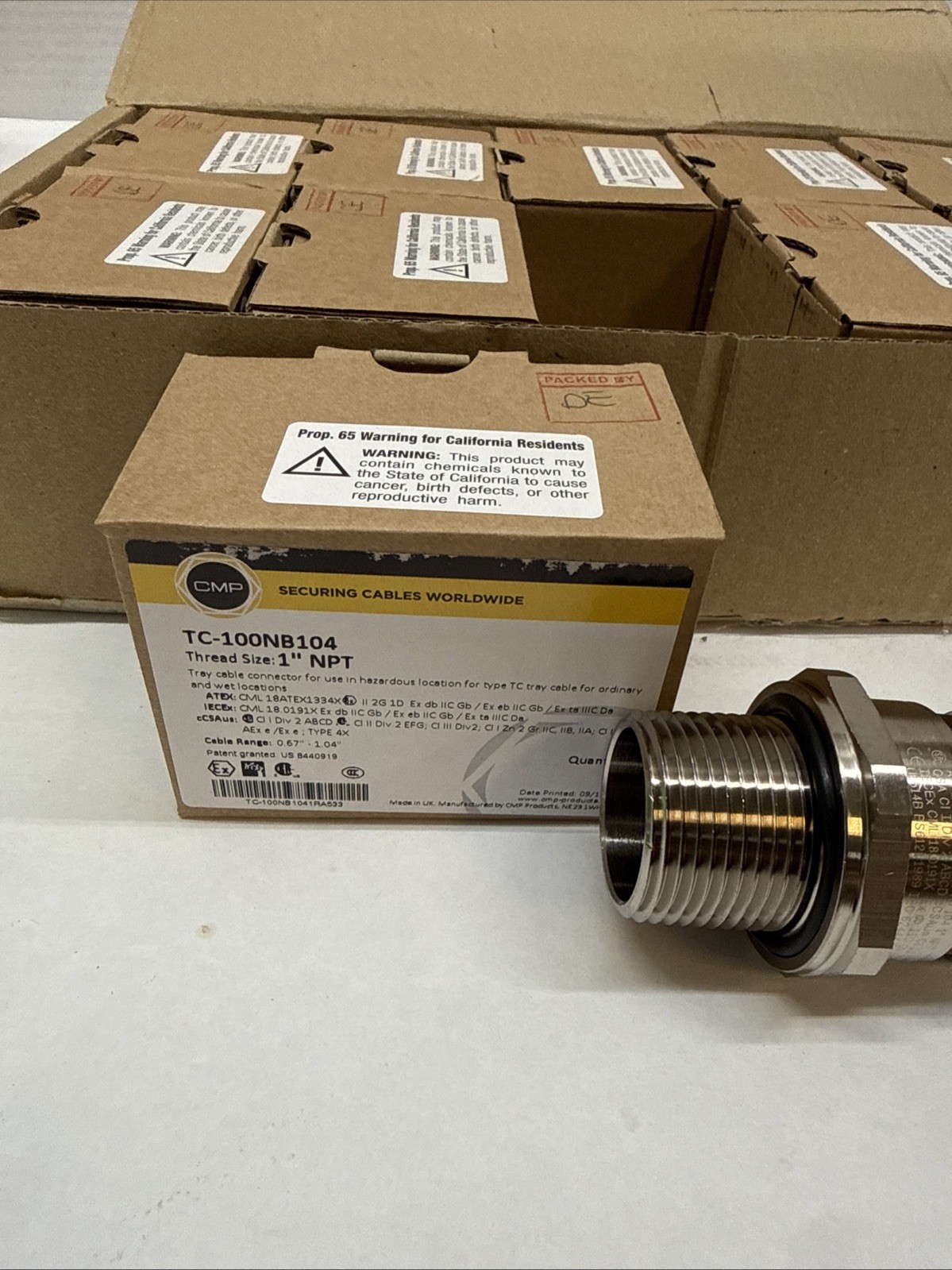 CMP TC100NB104, 1″ NPT, Nickel Plated Brass, Cable Gland, Qty 10