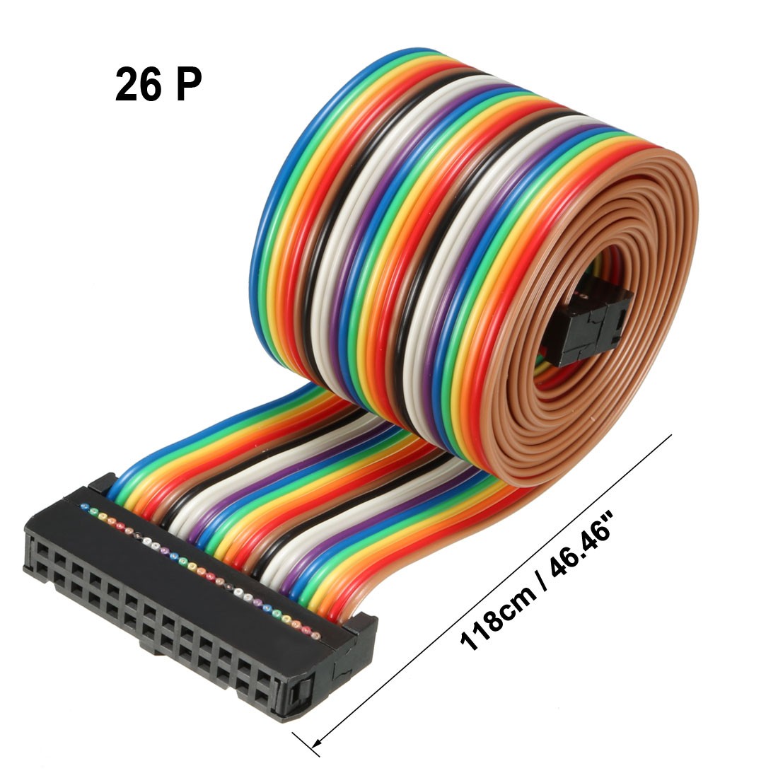 IDC 26Pins Flexible Rainbow Ribbon Jumper Cable 118cm 2.54mm Pitch