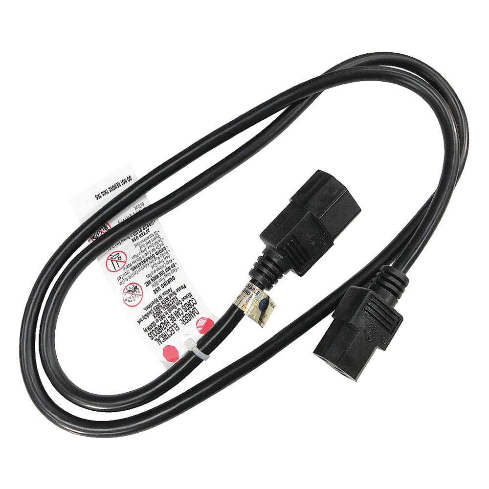 GRAINGER APPROVED 5XFT0ID Powr Cord,IEC C14,SJT,3 ft.,Blk,10A,18/3 5XFT0