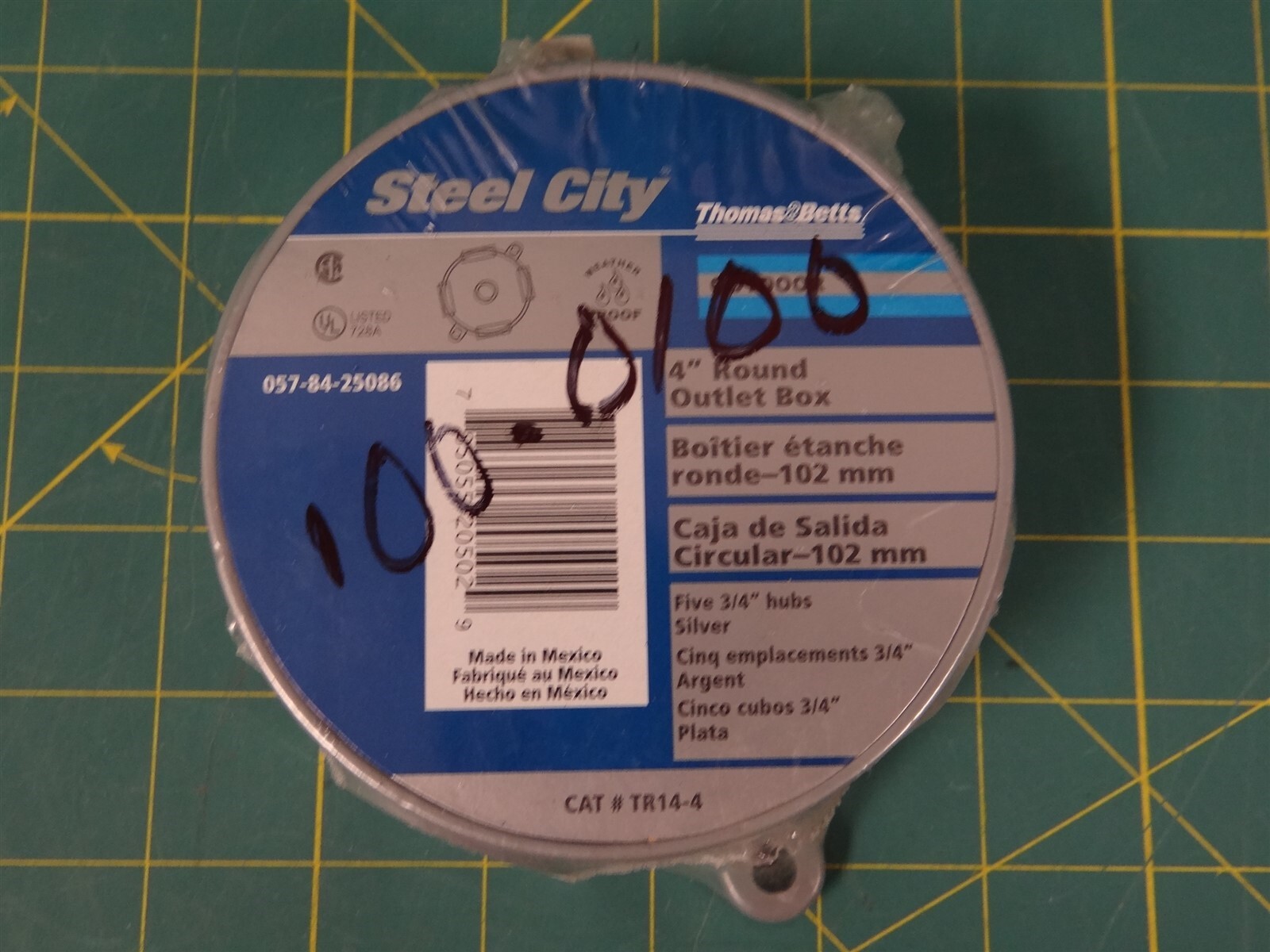 Thomas and Betts TR14-4 Steel City 4″ Weatherproof Round Outlet Box