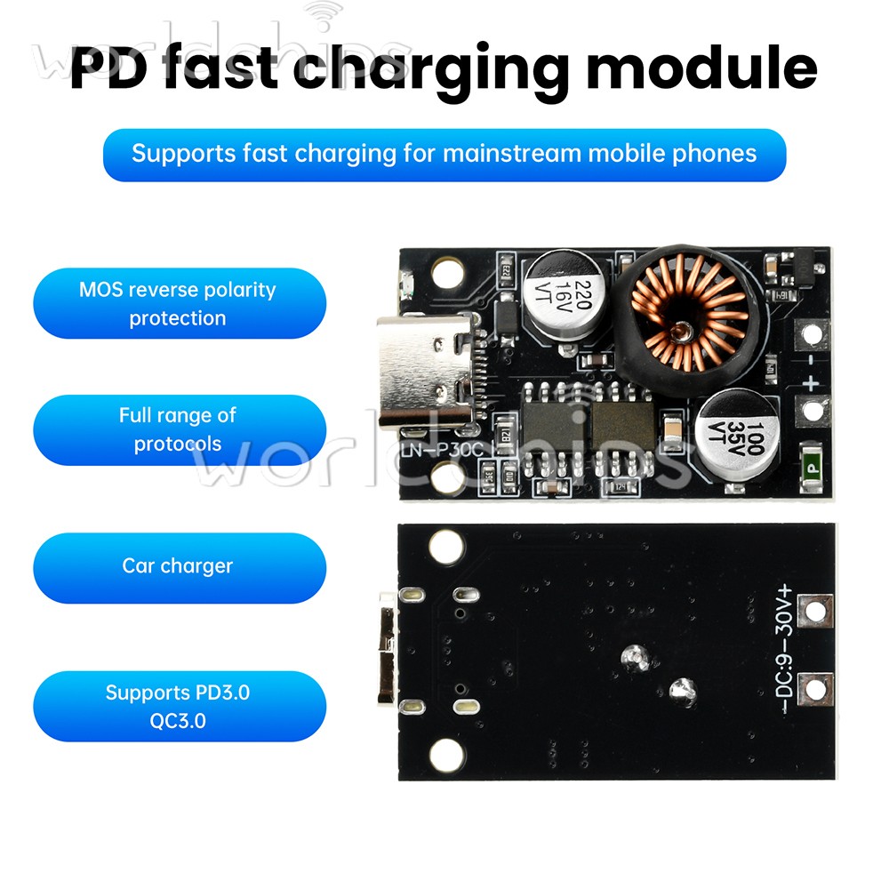 DC 10-30V 30W Mobile Power Fast Charging Module Car Charging Type C PD3.0 QC3.0