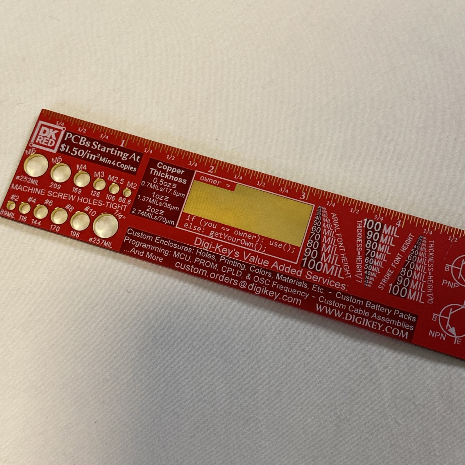 1 ft 12″ 30.48 cm Red Digi-Key PCB Ruler ND Metal Reference Electronic Engineer