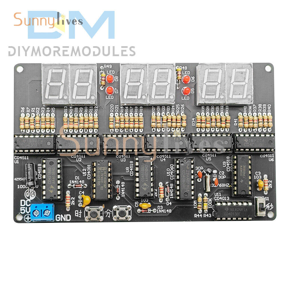 DC 4.5V-5.5V 6-bit Digital Circuit Clock Kit DIY Electronic Clock Teaching Kit