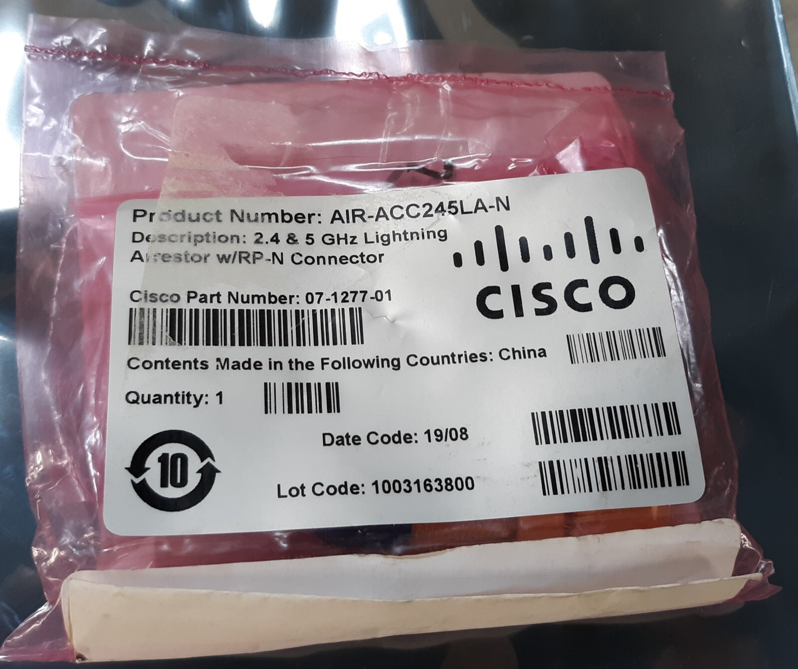 Cisco AIR-ACC245LA-N 2.4 & 5GHz Lightning Arrestor RP-N Connector NEW *SEALED*