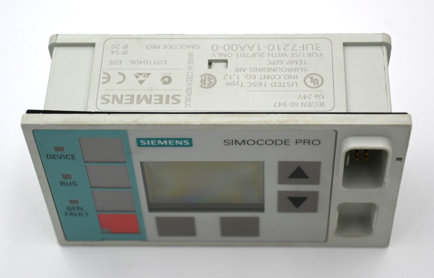 SIEMENS SIMOCODE PRO OPERATOR UNIT W/ DISPLAY 3ZX3012-OUF72-2AA1 3UF7210-1AA00-0