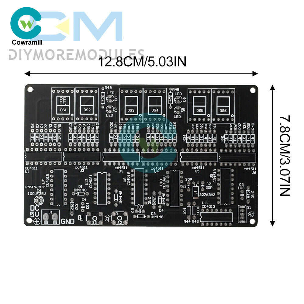 DC 4.5V-5.5V 6-bit Digital Circuit Clock Kit DIY Electronic Clock Teaching Kit