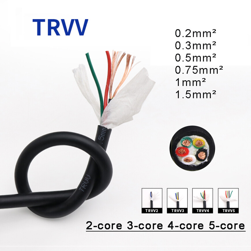 2/3/4/5 Core TRVV Flexible Nitrile PVC Cable Wire 0.2-1.5 mm², Copper Stranded