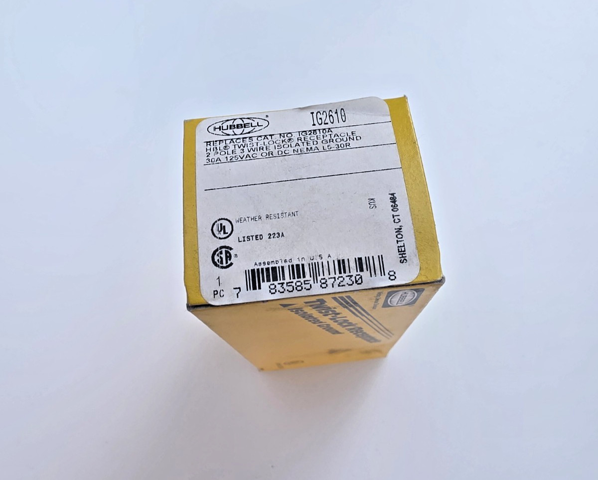Hubbell IG2610 Twist Lock Receptacle NEMA L5-30R 30A 125V Isolated Ground