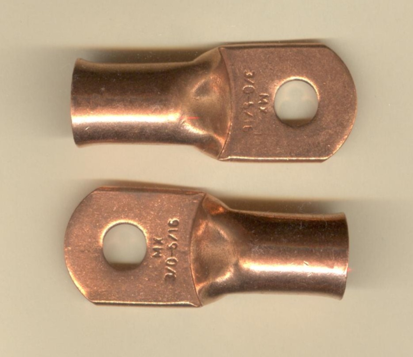 2 Bare Battery Big COPPER Lug Ring Terminal Connector 3/0 Wire Gauge 5/16″ Stud