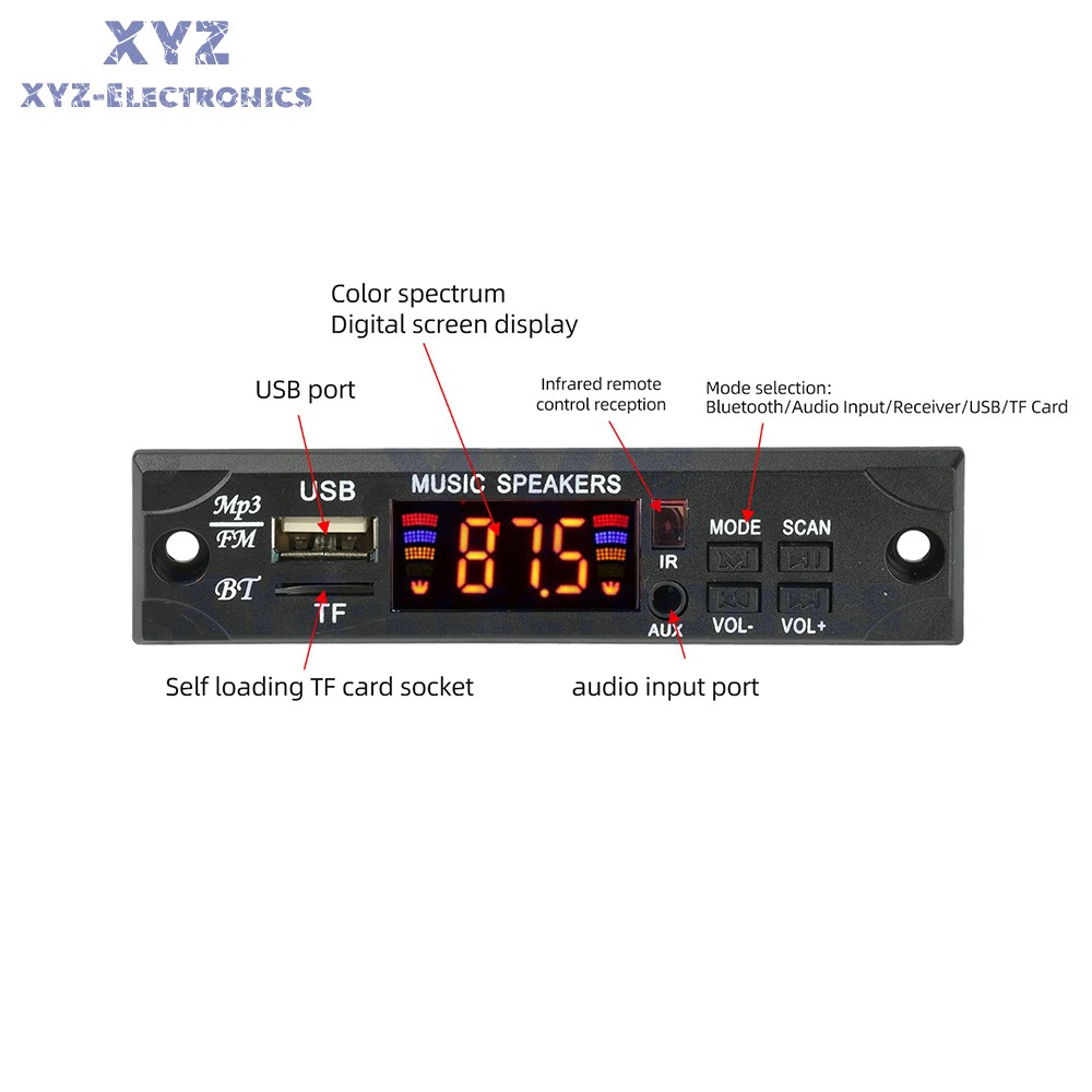 DC12V Bluetooth MP3 Lossless Decoding Board USB Playback Audio Decoder W/ Remote