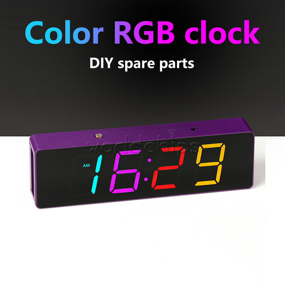 DIY Electronic Clock Kit LED Digital RGB Clock Time Temperature Date Display New