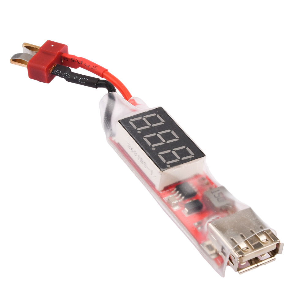 2-6S Battery XT60 / T Plug To USB Charger Converter Adapter with Voltage Display