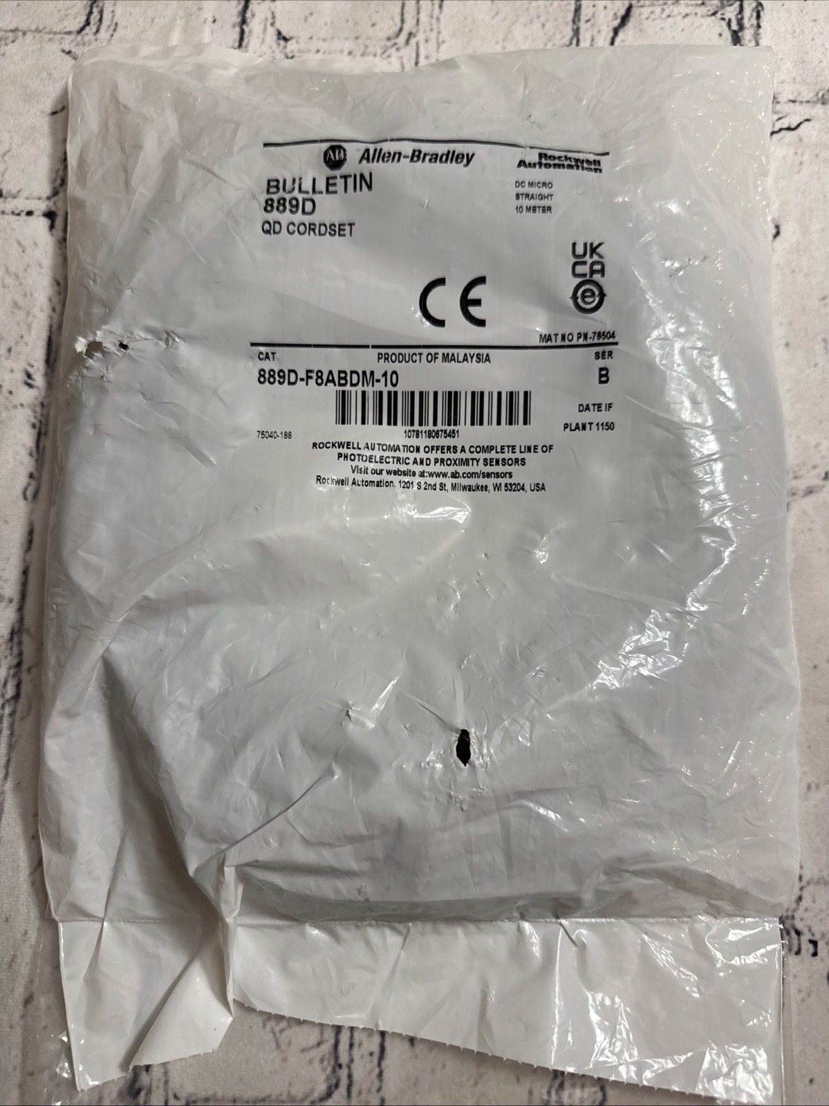 Allen Bradley 889D-F8ABDM-10 SER B Dc Micro Straight Cordset 10m NEW SEALED