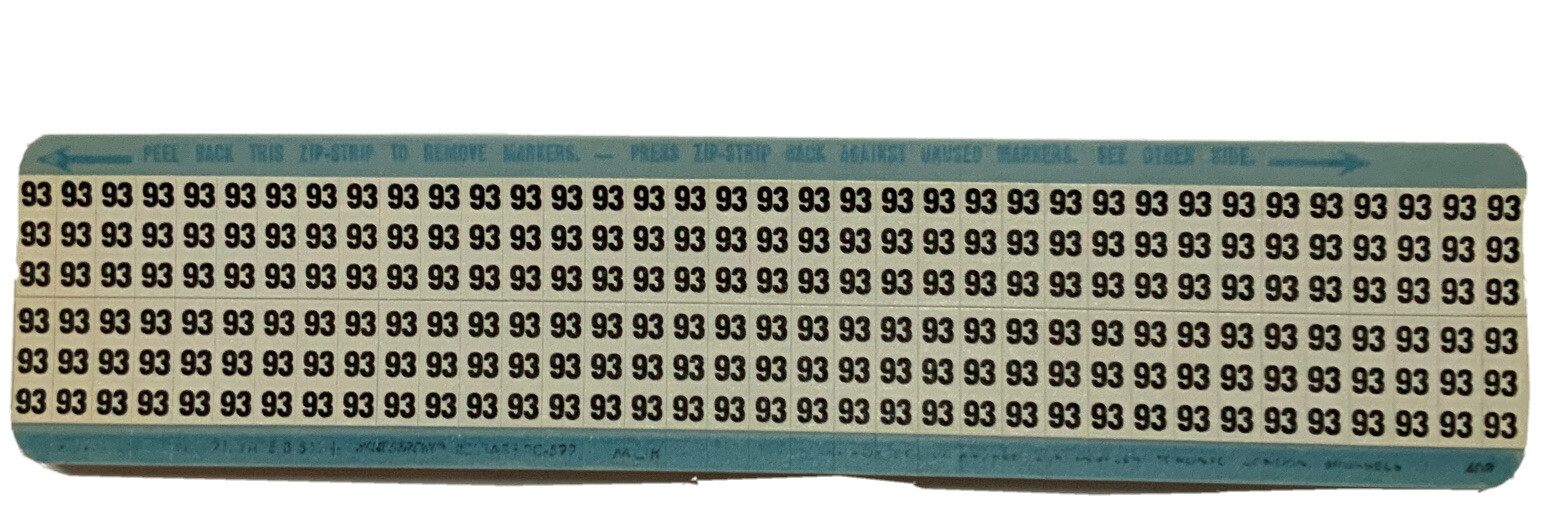 Brady Wm-93-Pk Wire Marker,Printd,Repos Self-Adhes,Pk25