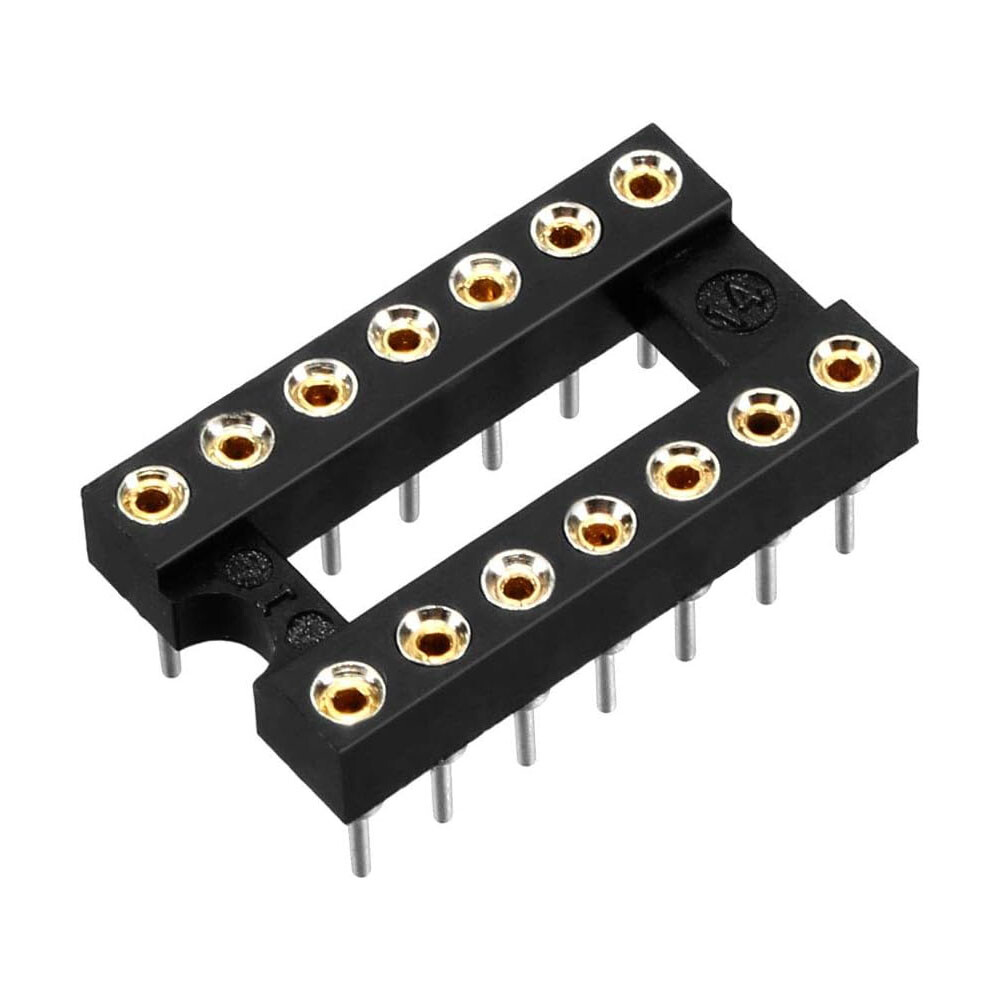 100PCS 14Pin DIP Round IC Sockets Adaptor Solder Type Gold Plated Machined HOT
