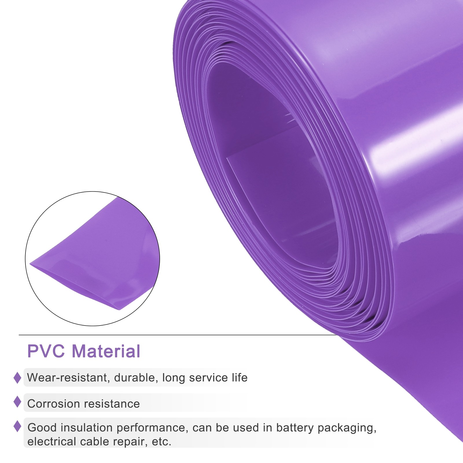 Battery Wrap 30mm Flat 21ft PVC Heat Shrink Tube Wraps Purple
