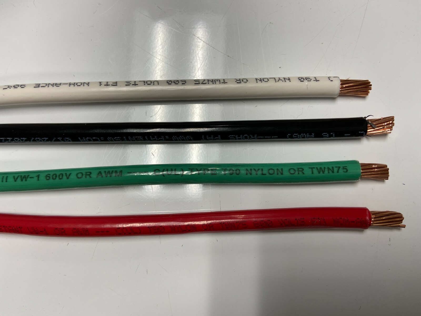 50′ EA THHN THWN 6 AWG GAUGE BLACK WHITE RED COPPER WIRE + 50 6 AWG GREEN