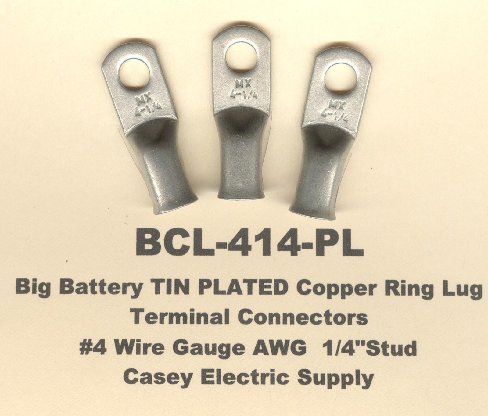 20 TIN PLATED Copper Ring Lug Terminal Connector #4 Wire Gauge 1/4″ Stud MOLEX