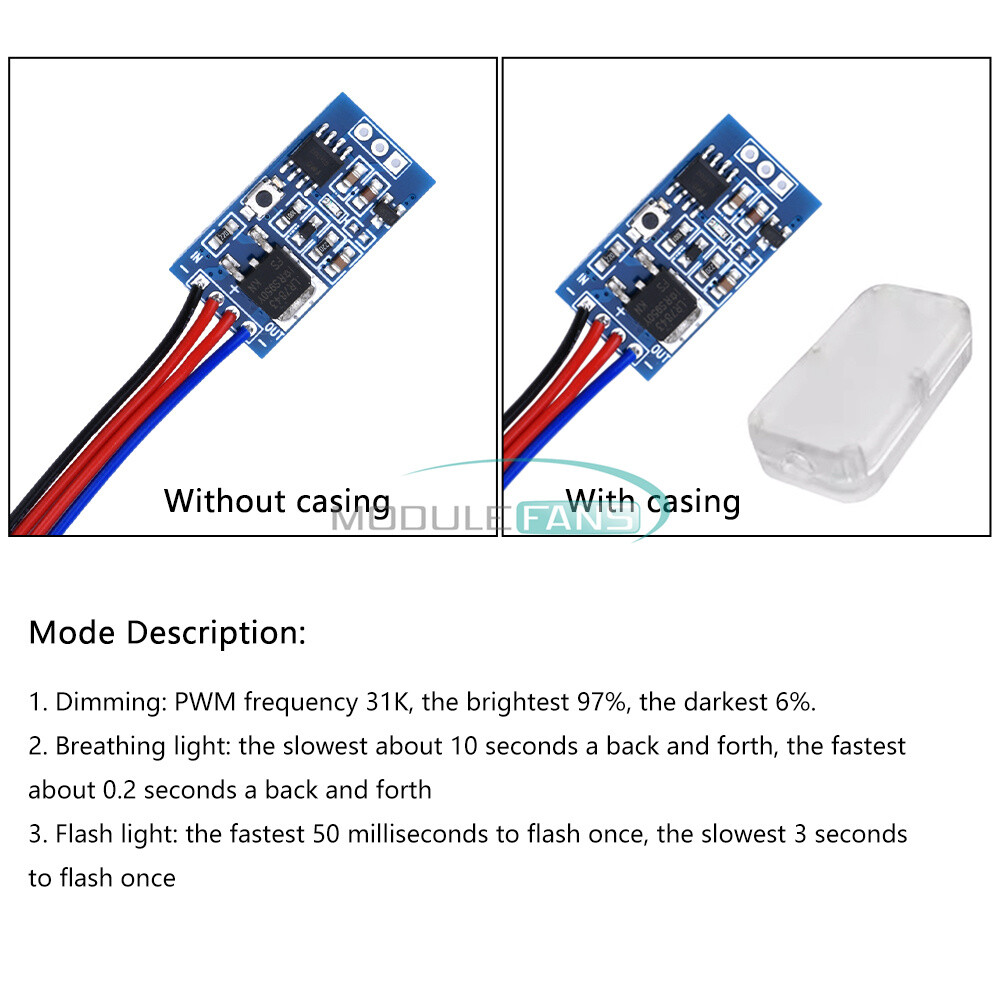 DC 3-24V PWM LED Control Module with Dimming Breathing Flashing For LED Light