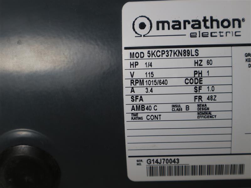 Marathon Electric 5KCP37KN89LS A-C Motor 115V 1PH 60HZ w/ Cut Cable