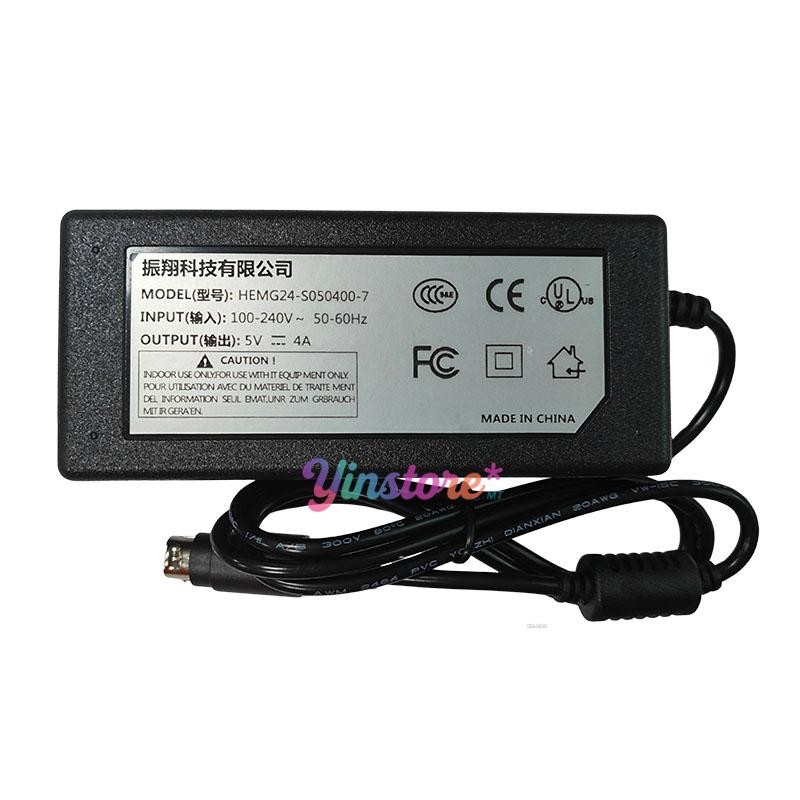 1 pc. New HEMG24-S050400-7 Power Adapter 5V 4A 4Pin W/ Power Cord