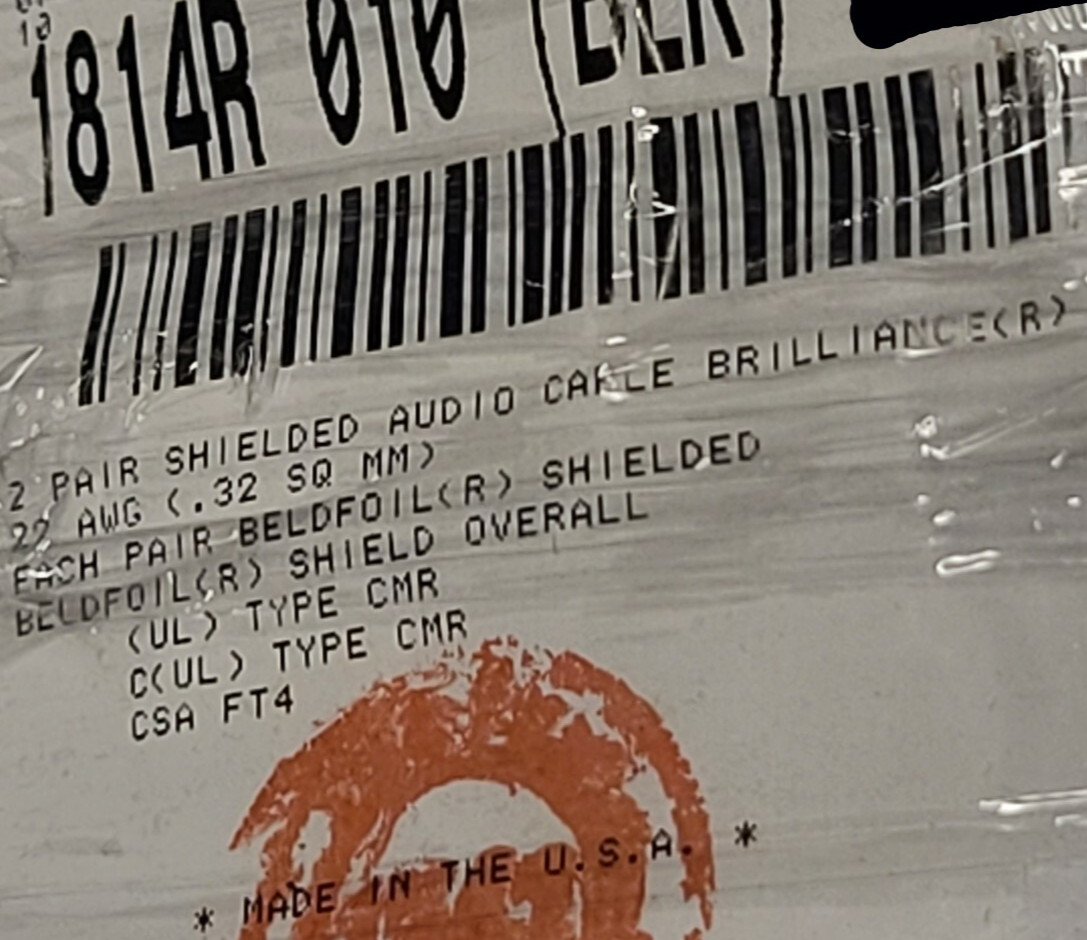 Belden 1814R 22/2P Individual Shield Twist Pair Audio Snake Cable CMR Black/25ft