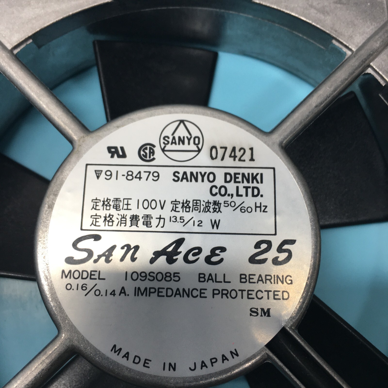 TEL 040-109063-1 AC FAN 1098085, SANYO DENKI I09S085, SAN ACE 25, 120944