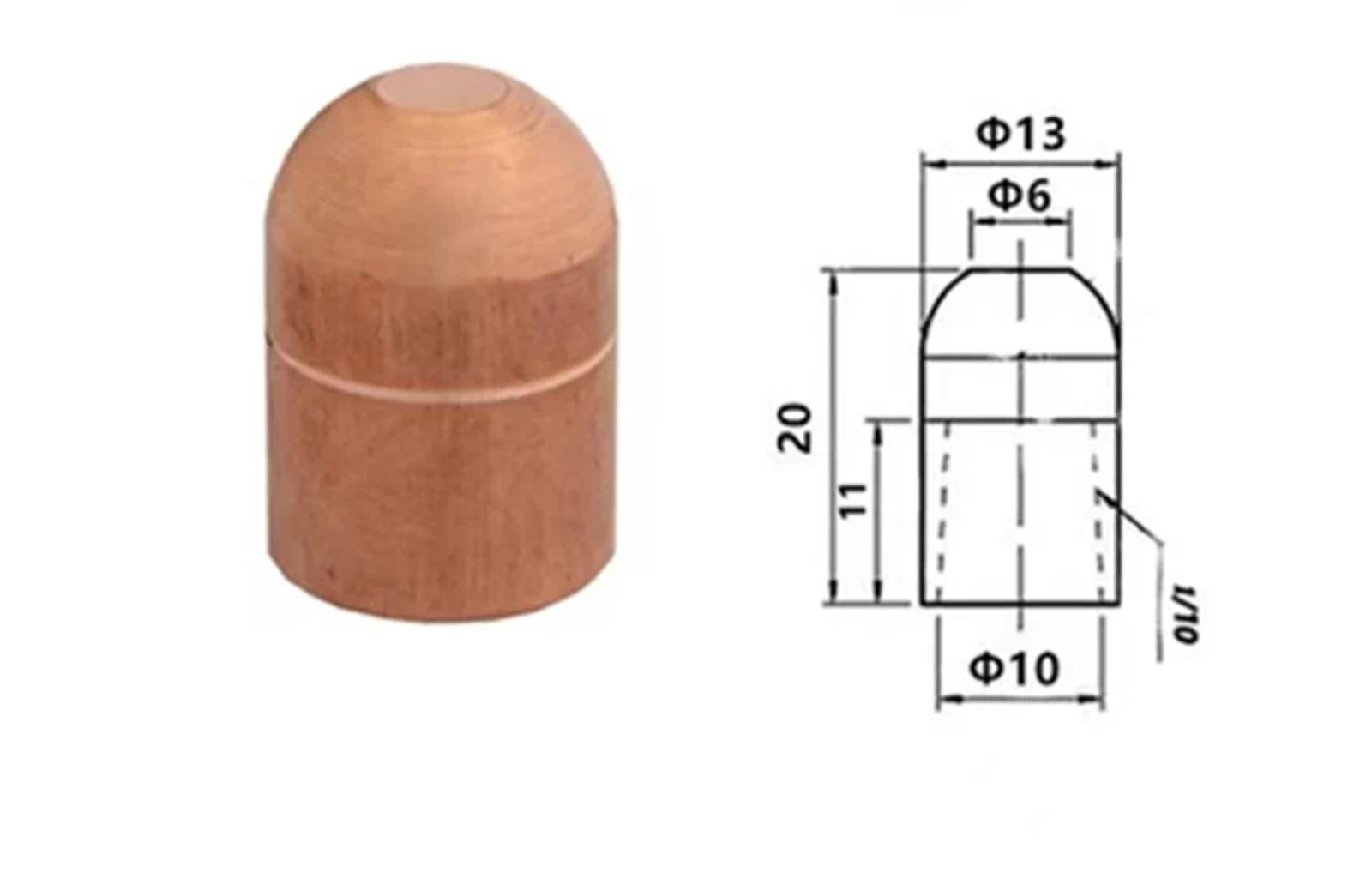 10/20X Electrode (material: chromium-zirconium copper) 13*20 Round Flat Head