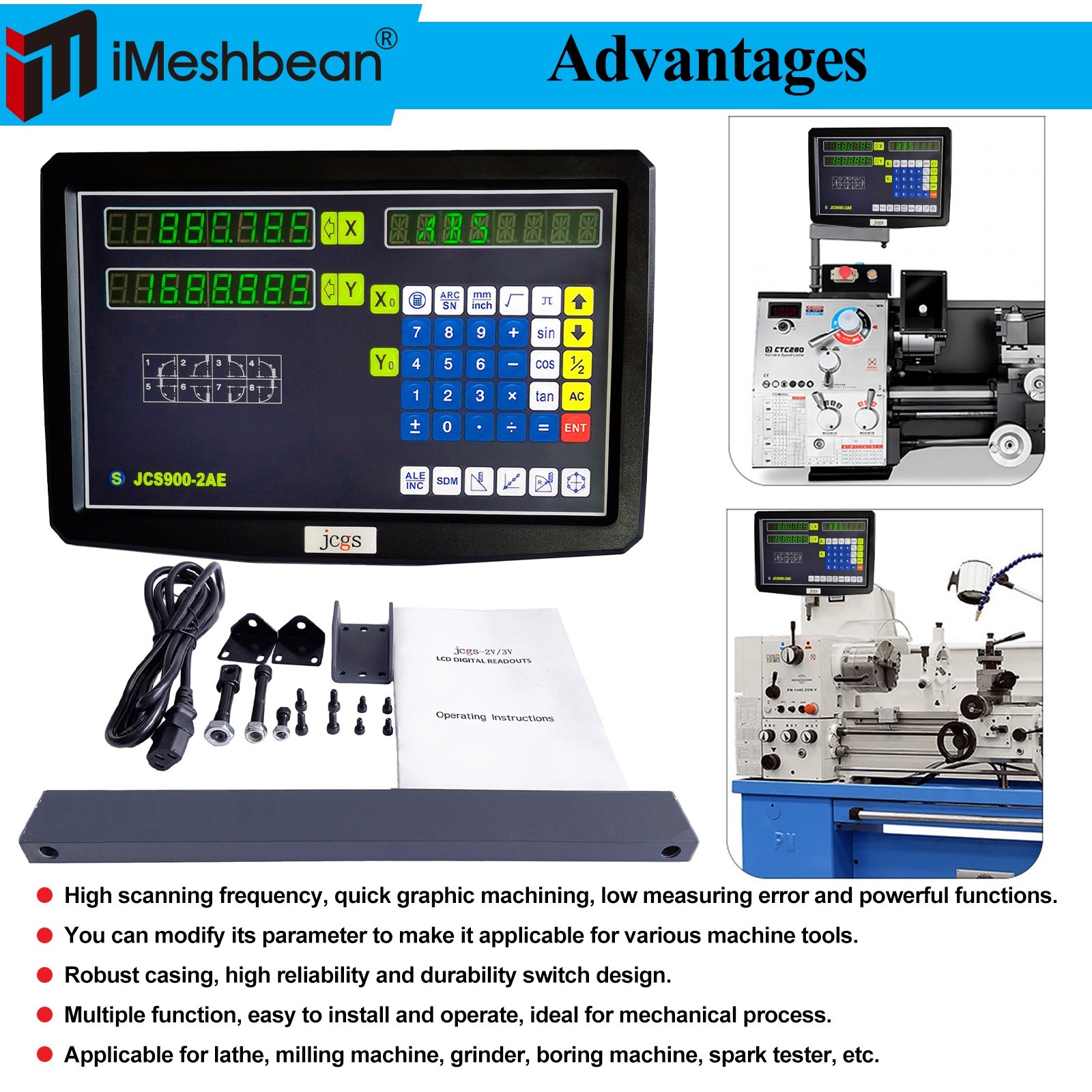 Linear Scale Digital Readout 2/3 Axis DRO Display Kit for Bridgeport Mill Lathe
