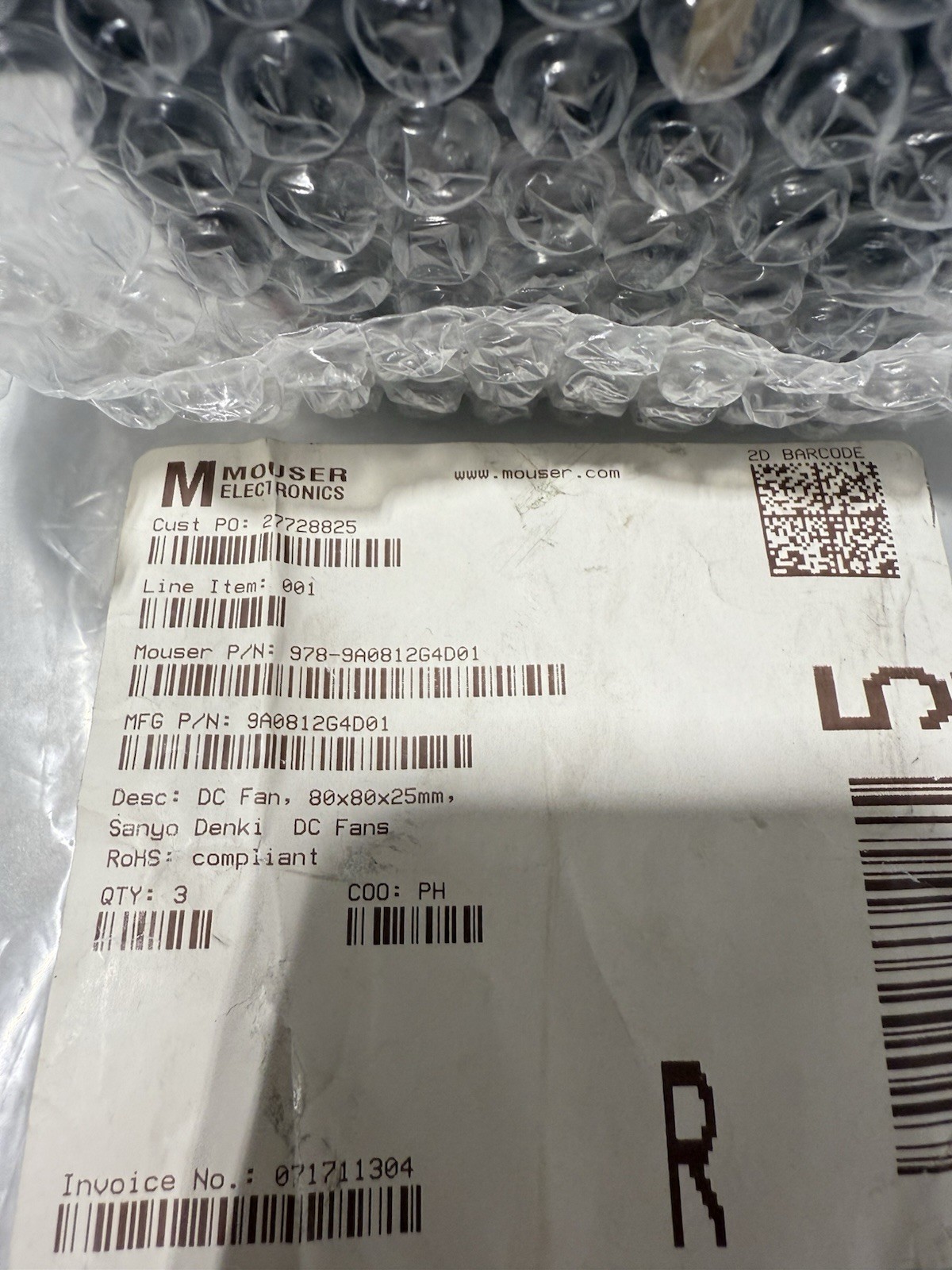 *US SELLER* LOT OF 3 SANYO Denki 9A0812G4D01 DC Fan 80x80x25mm *NEW*