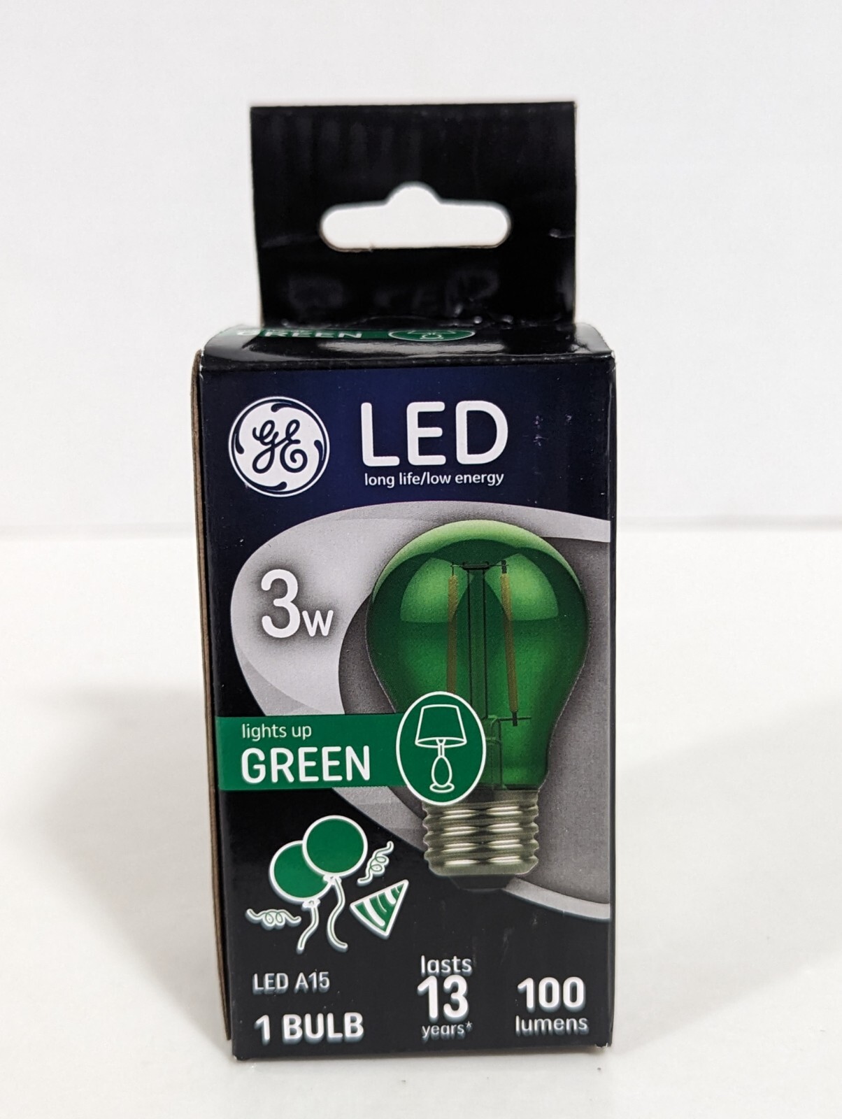 GE LED Party Light Bulb A15 Green 100 Lumens 3-Watt 93116856