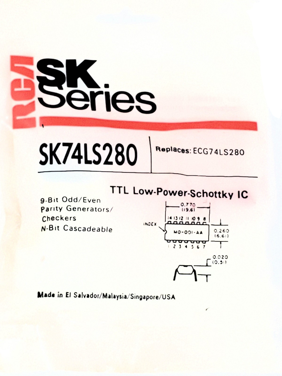 NTE74LS280 Original” NTE TTL IC 14P DIP AKA SK74LS280 1 pc