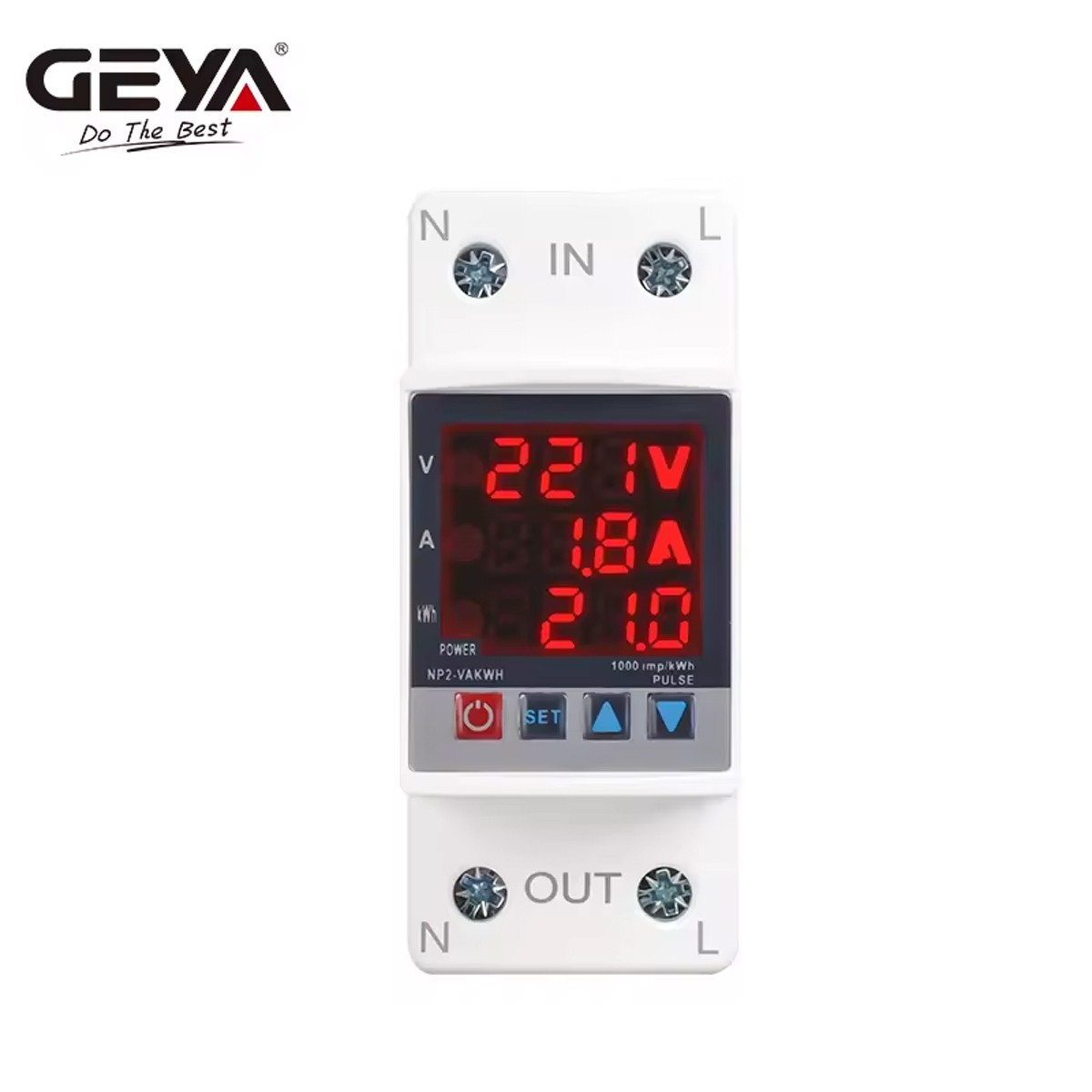 GEYA Over Current Surge Protector Over&Under voltage Kwh Power Meter 63A 220V