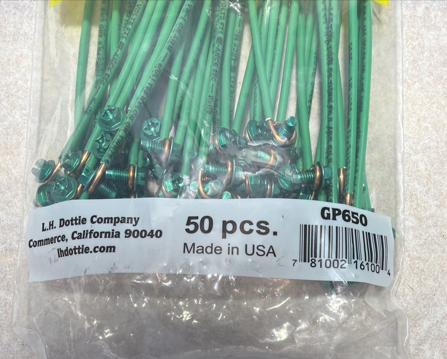 Dottie GP1050 10-1/2″ Ground Pigtails 12 Ga Solid Copper Wire, Lot of 50