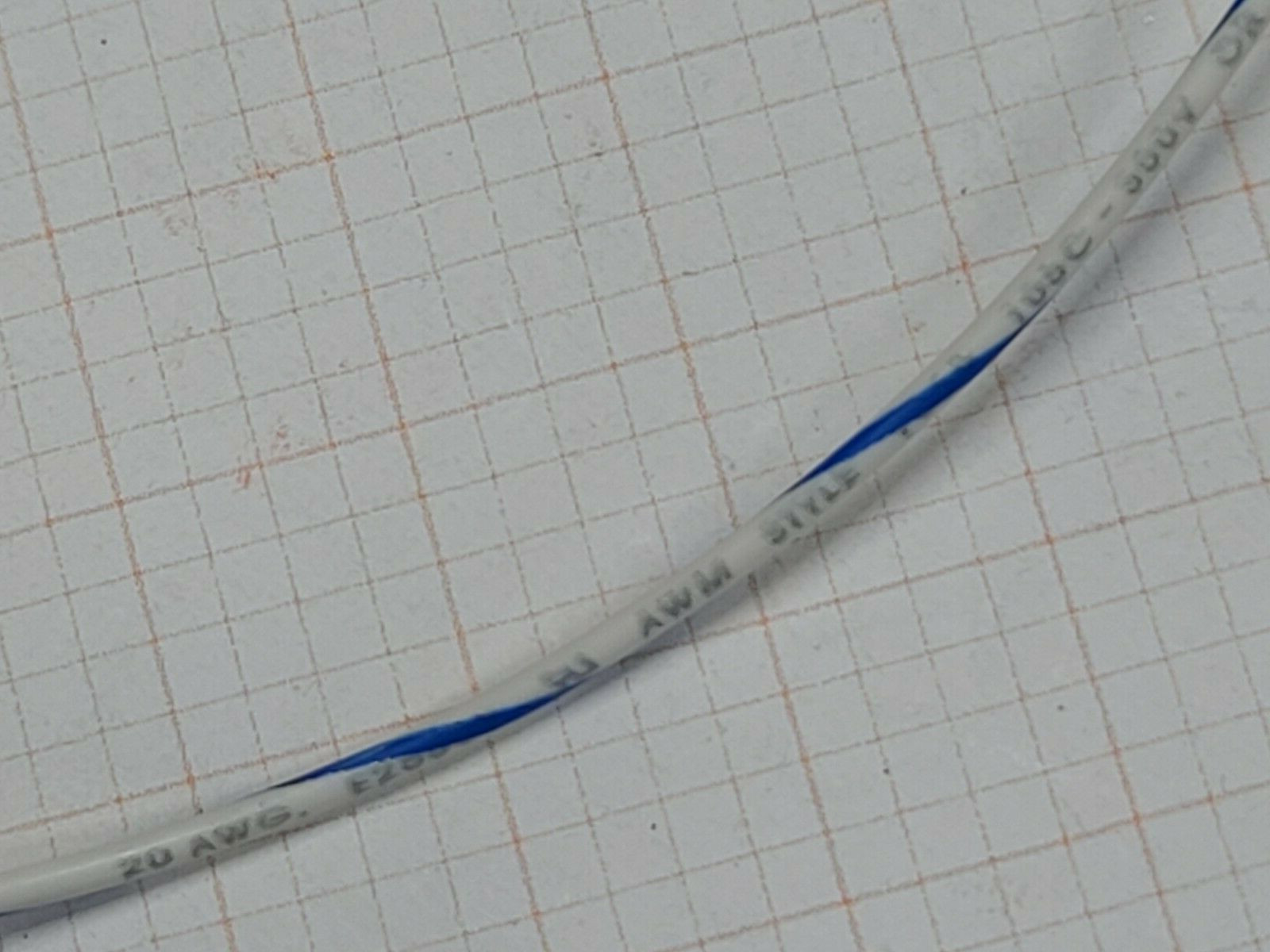 Atlas Wire #20awg 10x30T UL-1007/1569 Hook-Up Wire White w/ Blue Spiral /100ft