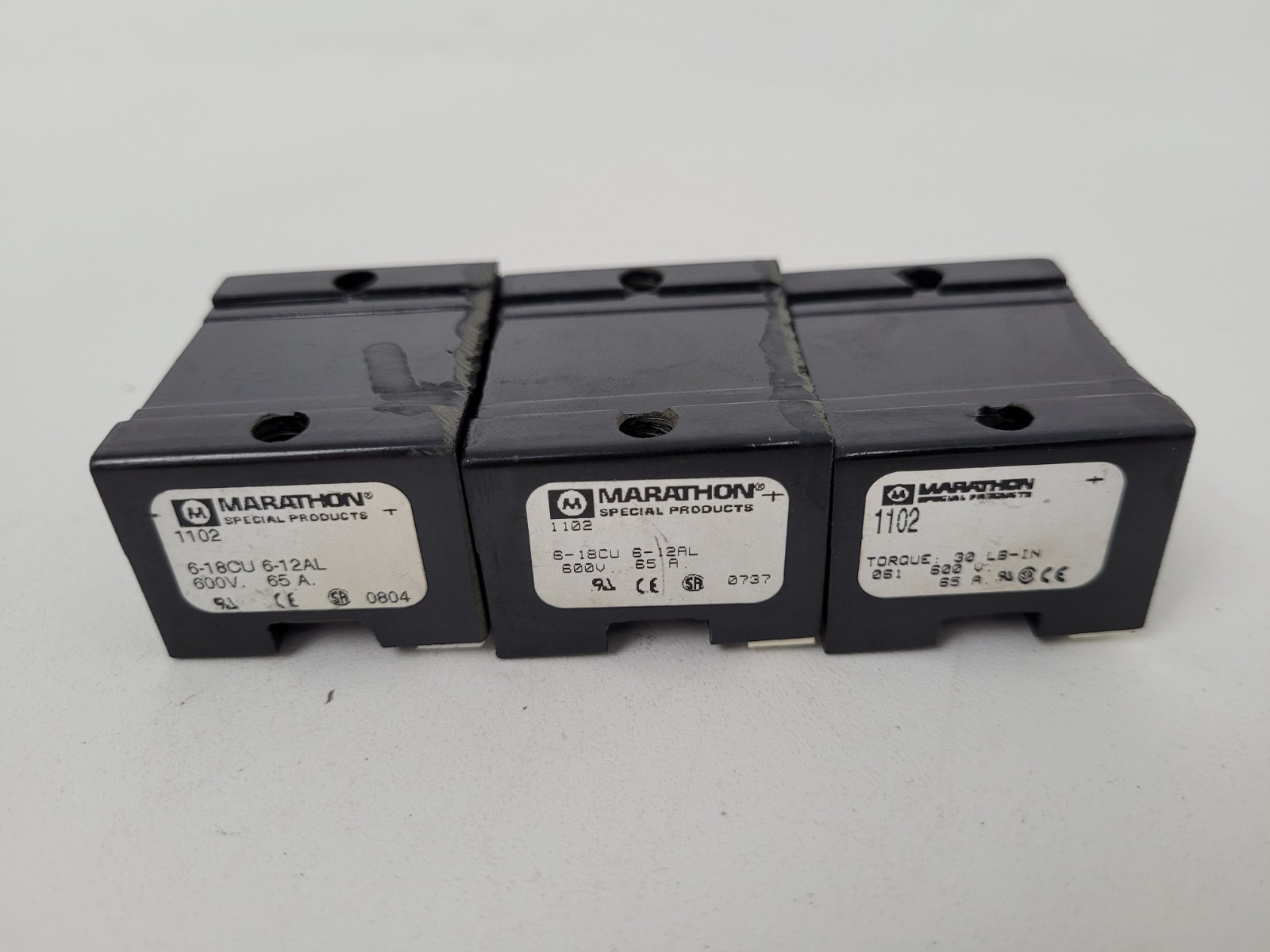 Lot of 3 – 1102 Marathon 65A 600V Terminal Block – Next Day Option