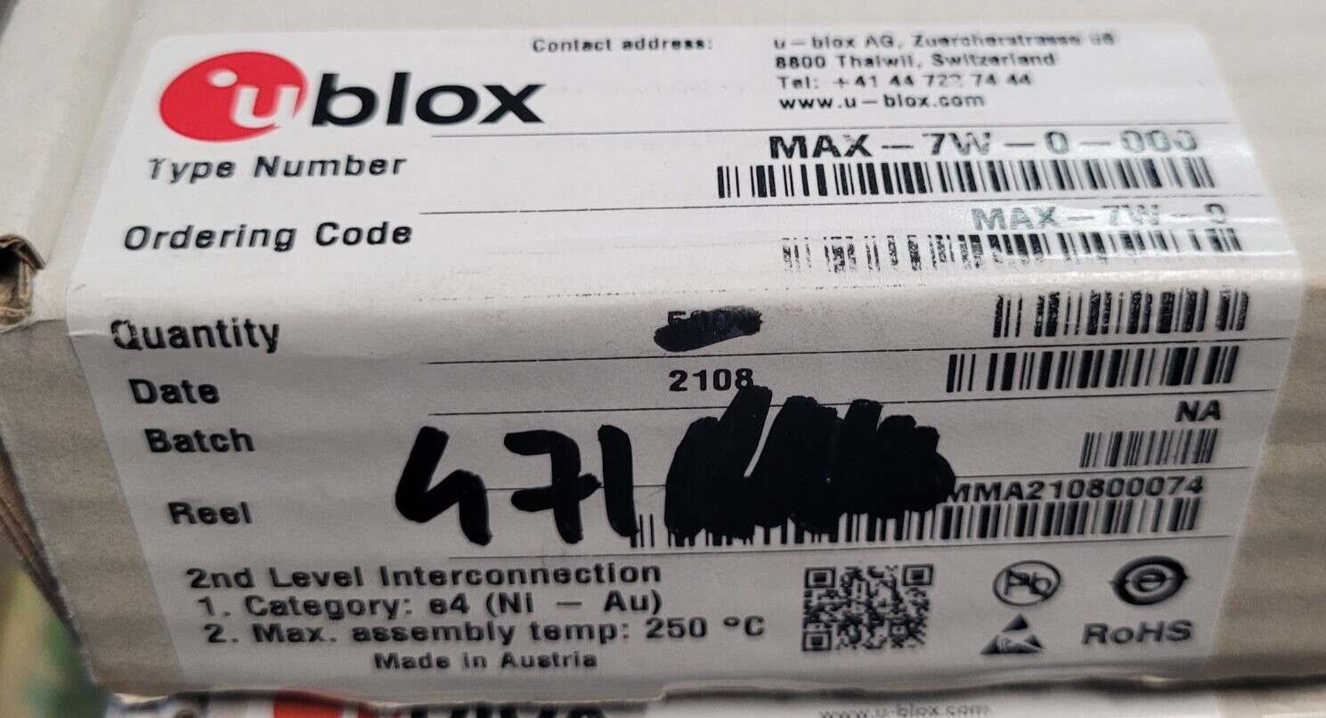 (1 PC) MAX-7W-0 U-BLOX 7 GNSS module ROM,TCXO,LCC, 9.7×10 mm