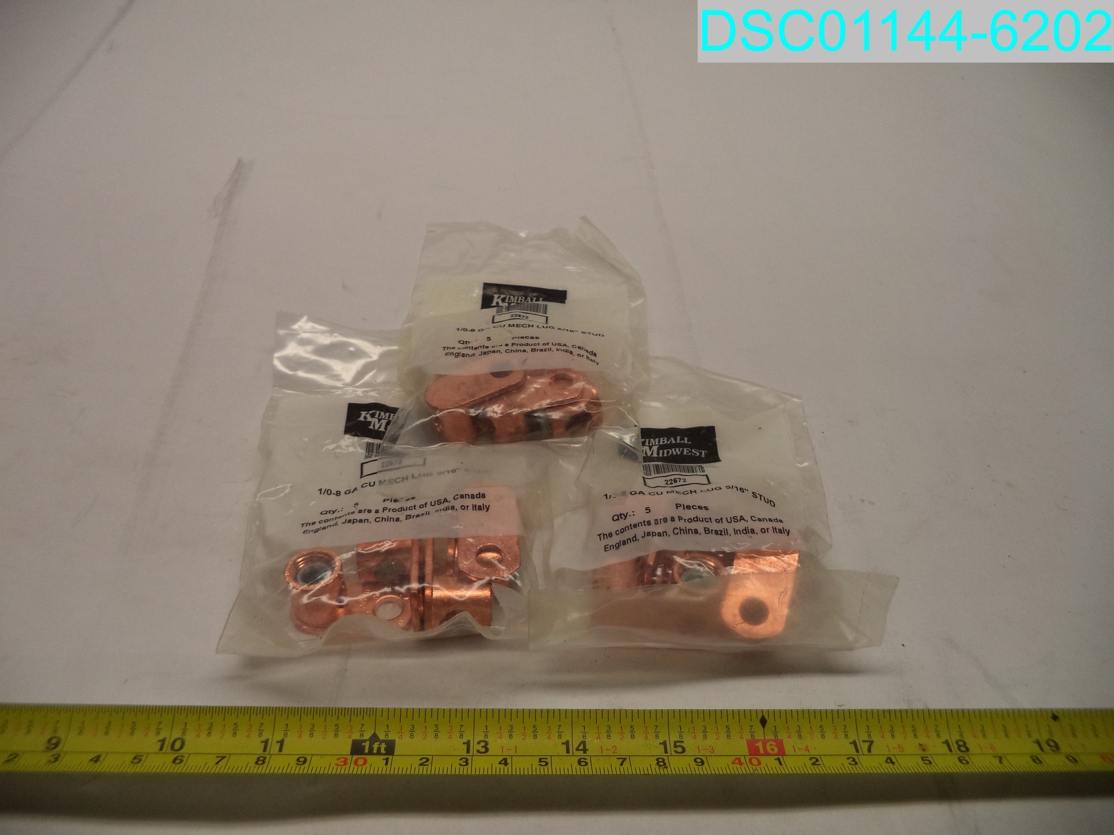 QTY=15:Kimball Midwest 8 1/0 AWG 5/16″Stud Straight Tongue Copper Mechanical Lug