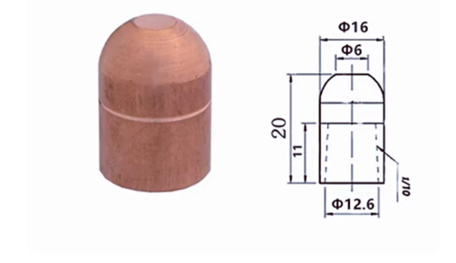 10/20X Electrode(material: chromium-zirconium copper)16*20 Round Flat Head