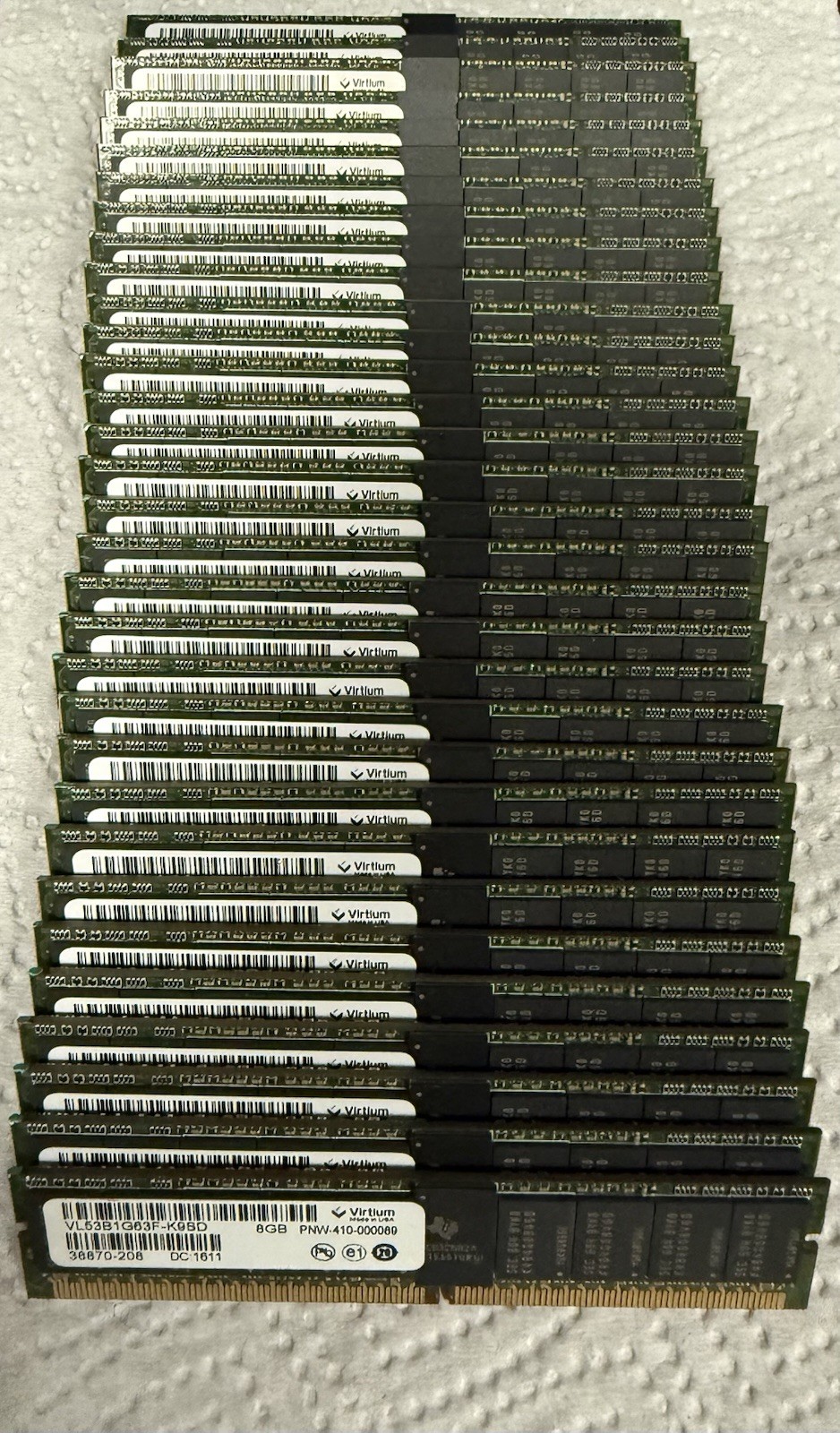 Lot of 32(256GB) VIRTIUM VL53D1G63F-K9SD 8GB DDR3 Registered ECC PC3-12800