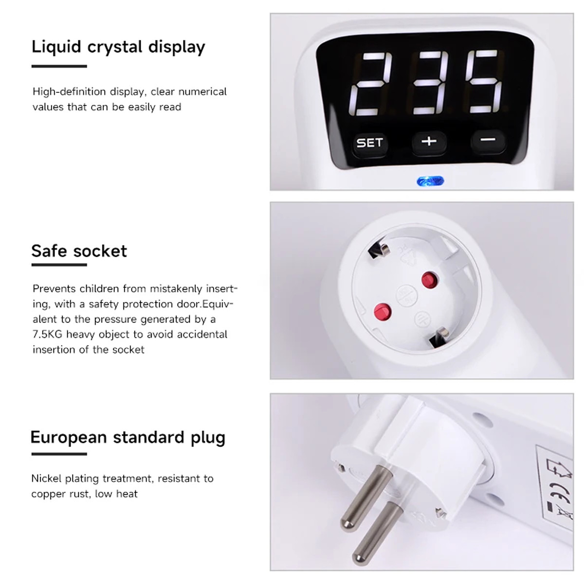 GEYA Over Voltage Surge Protector Switch Automatic Reset 16A 230V EU Socket NEW